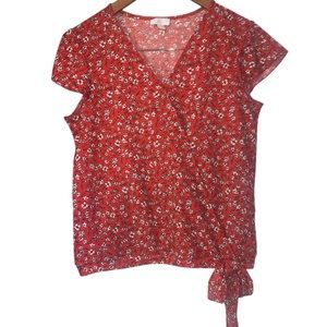 Charming Charlie Size Small Red Floral Top
